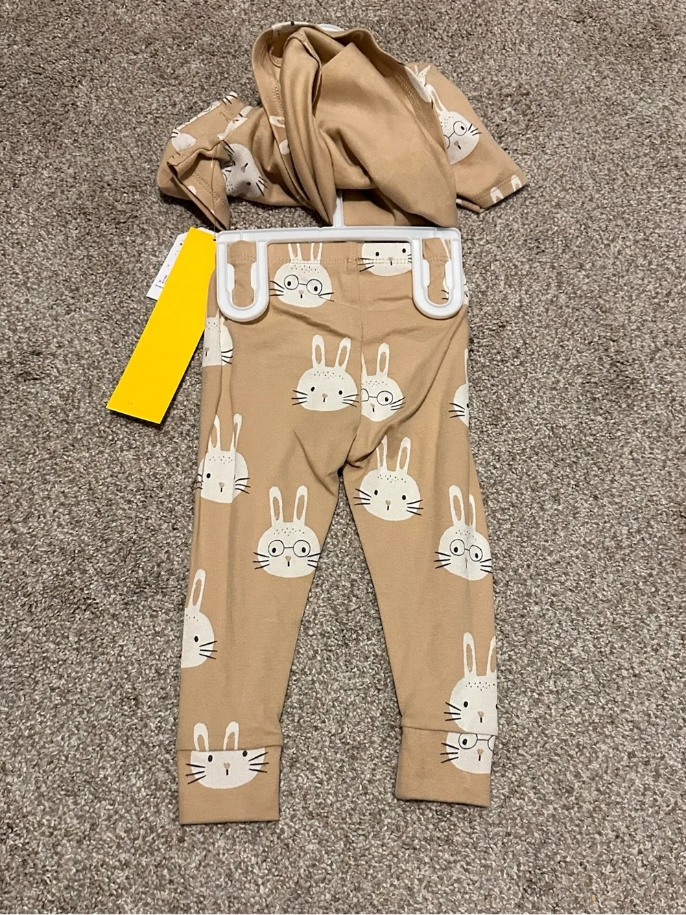 Little Co. Kids Tan Bunny Pajama Set